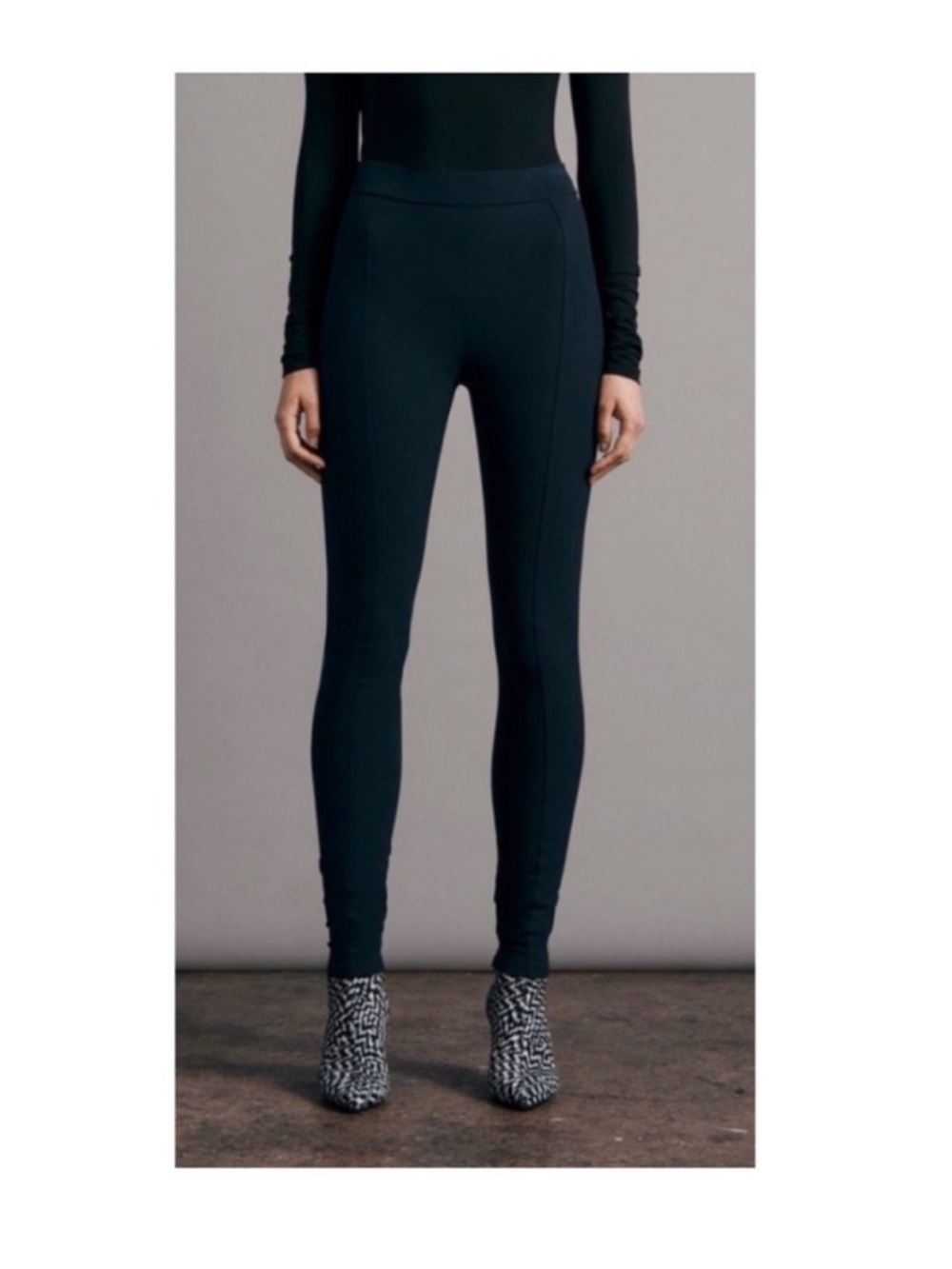 Rag & Bone Black Brigetta High-Rise Ponte Leggings with Front & Back Seams